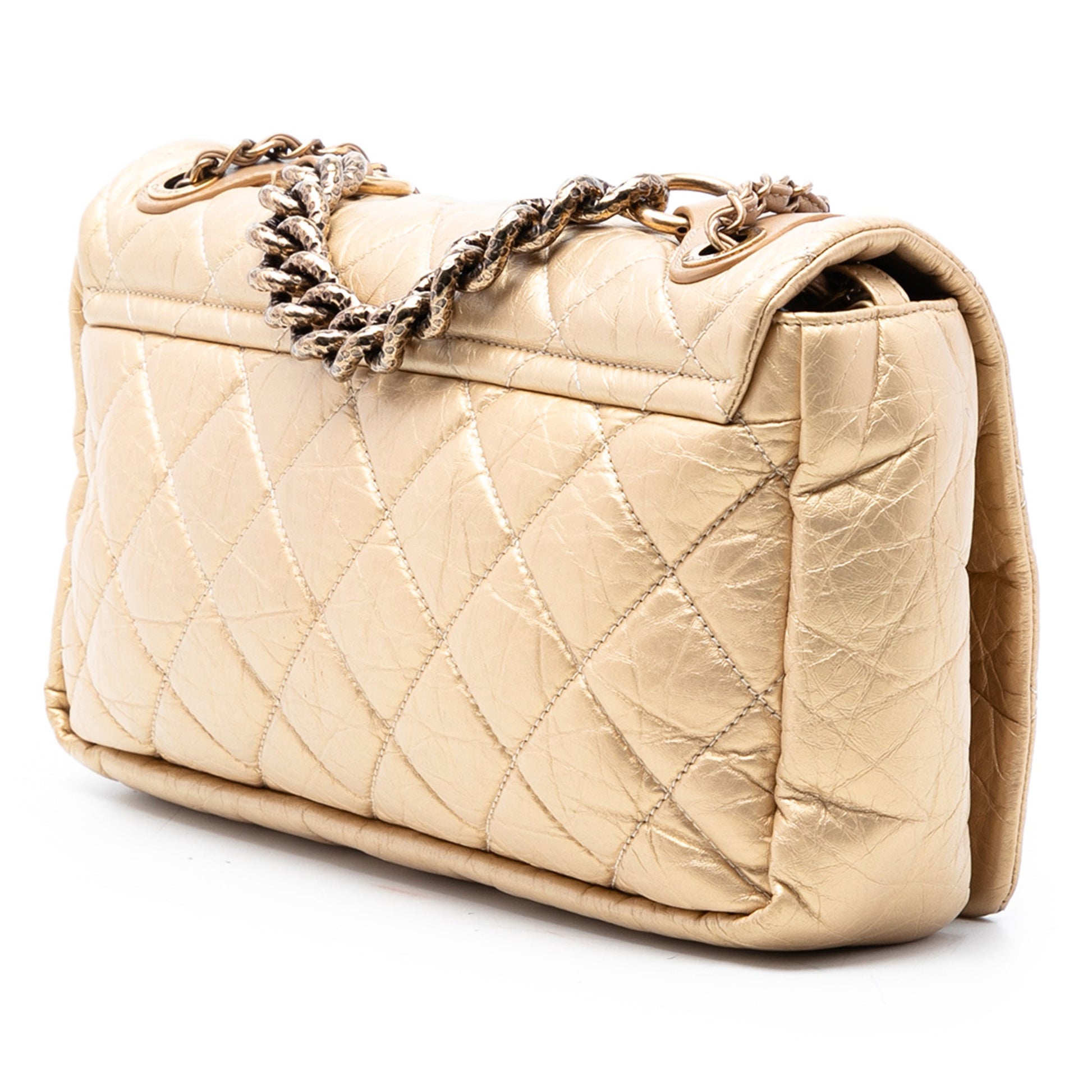 Chanel Medium Quilted Aged Calfskin Pondichery Flap