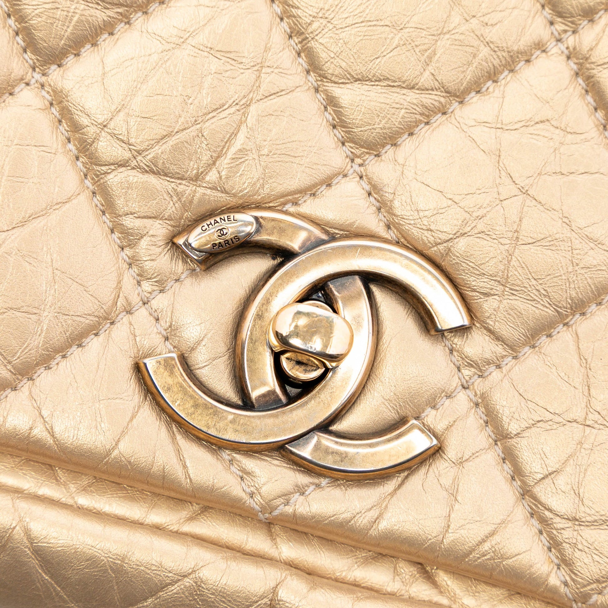 Chanel Medium Quilted Aged Calfskin Pondichery Flap