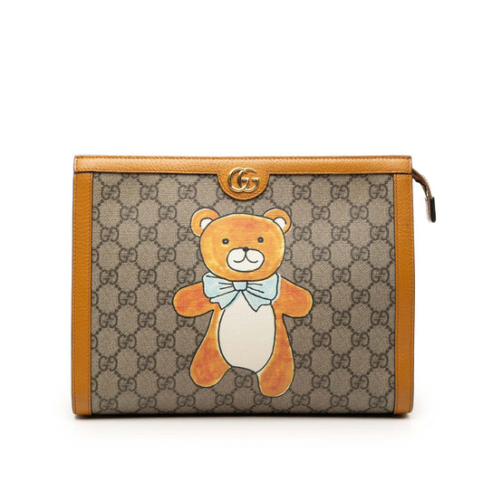 Gucci Kai GG Supreme Teddy Bear Clutch