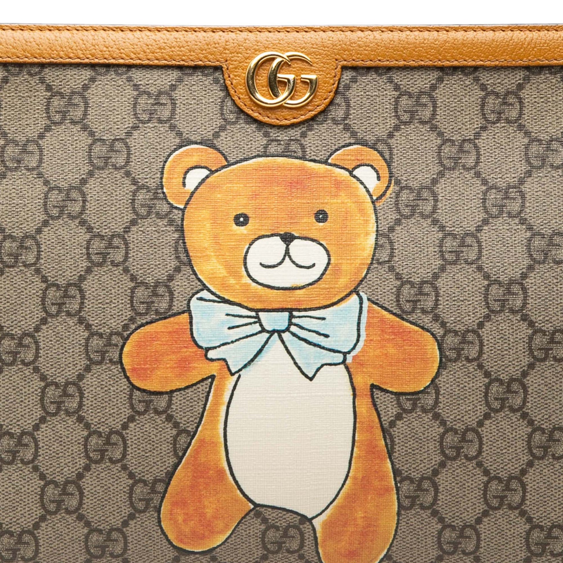 Gucci Kai GG Supreme Teddy Bear Clutch