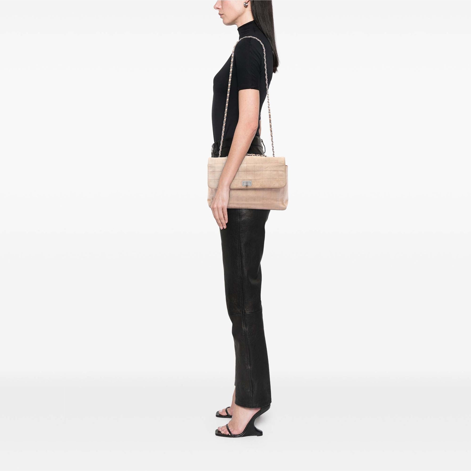 Chanel Choco Bar Suede Mademoiselle Turnlock Flap