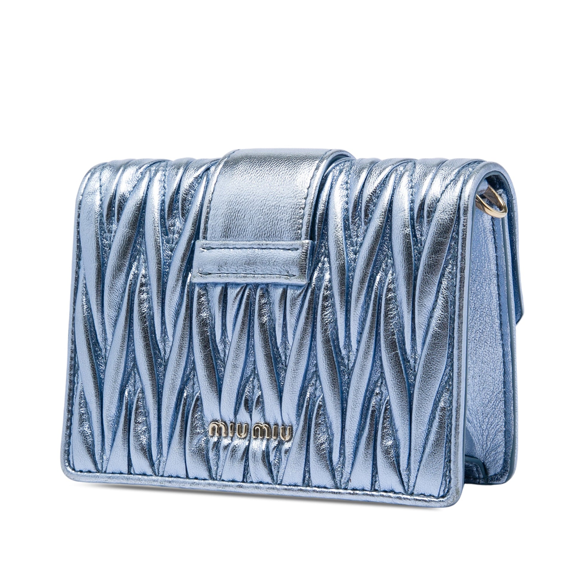 Miu Miu Mini Matelasse Metallic Nappa Crystal Embellished Crossbody