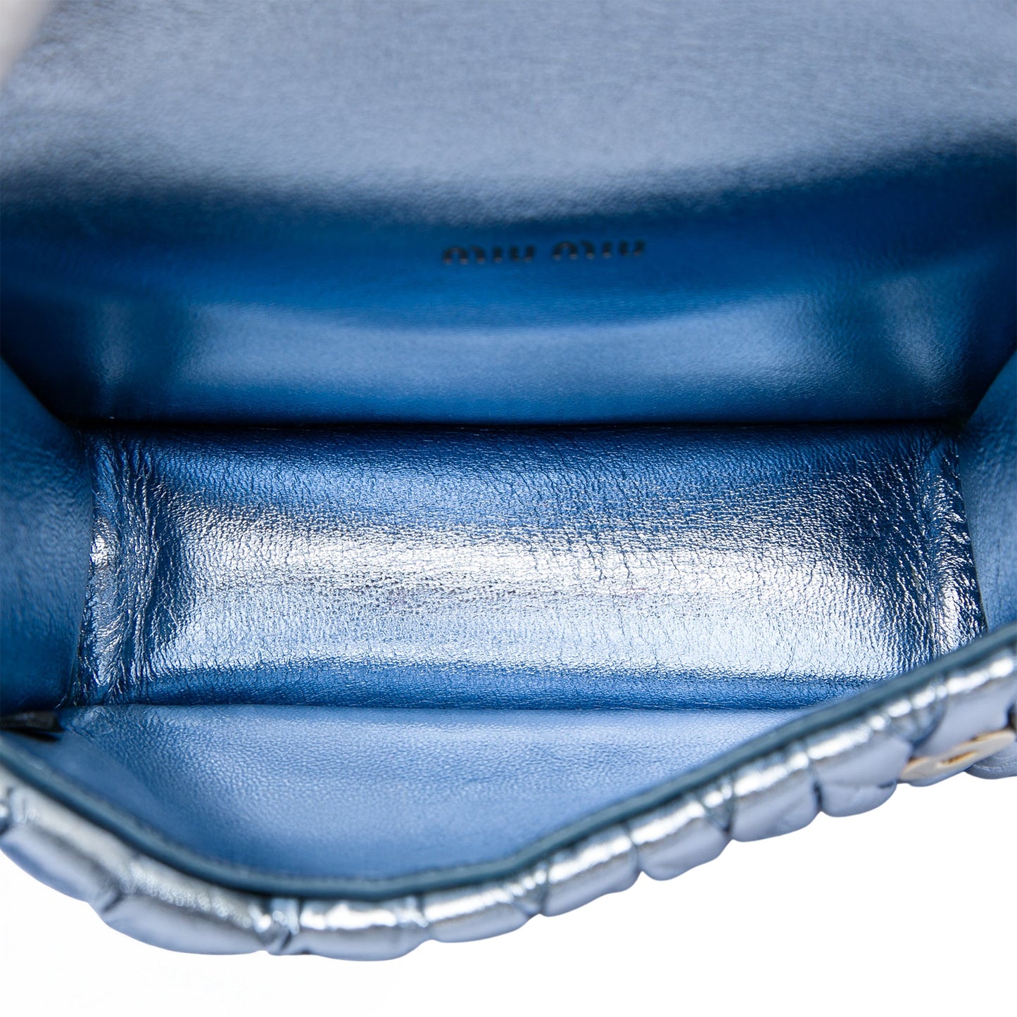 Miu Miu Mini Matelasse Metallic Nappa Crystal Embellished Crossbody