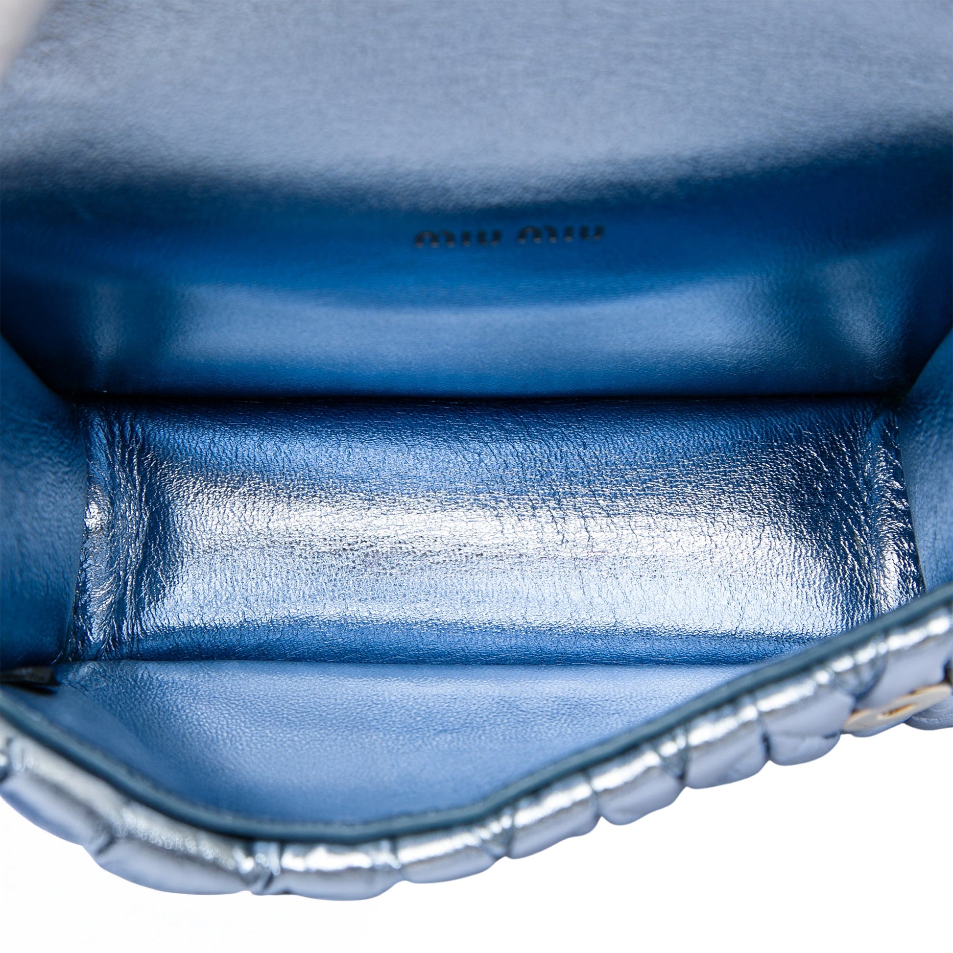 Miu Miu Mini Matelasse Metallic Nappa Crystal Embellished Crossbody