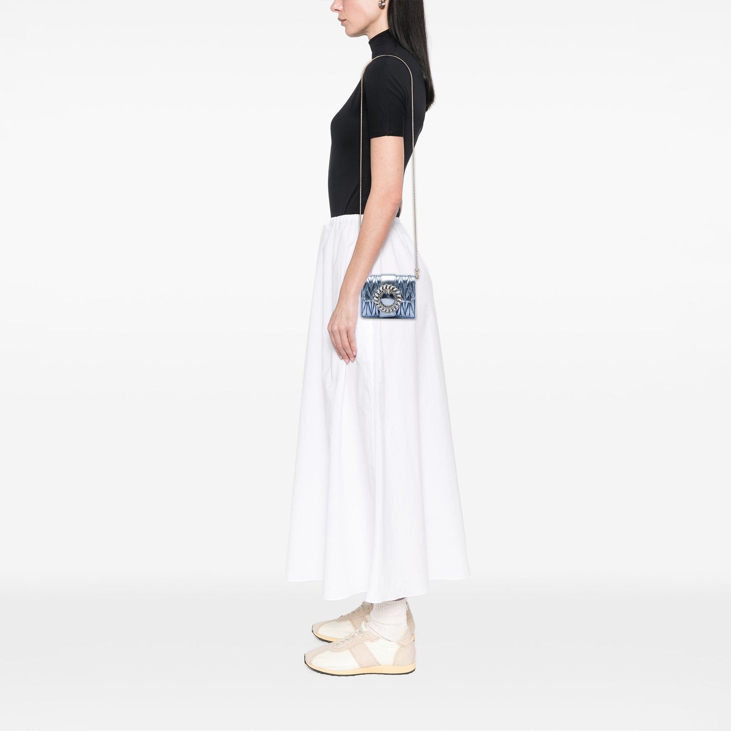 Miu Miu Mini Matelasse Metallic Nappa Crystal Embellished Crossbody