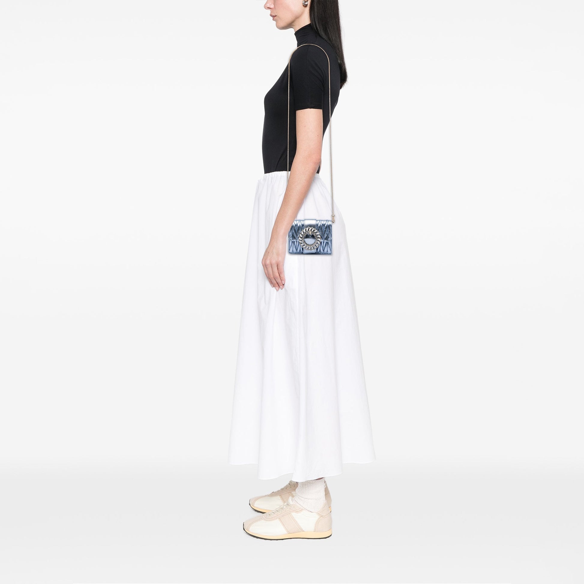 Miu Miu Mini Matelasse Metallic Nappa Crystal Embellished Crossbody