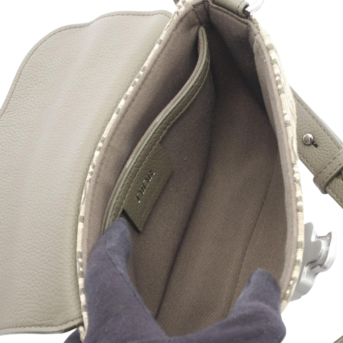 Dior Mini Oblique Canvas Saddle Buckle Messenger Bag