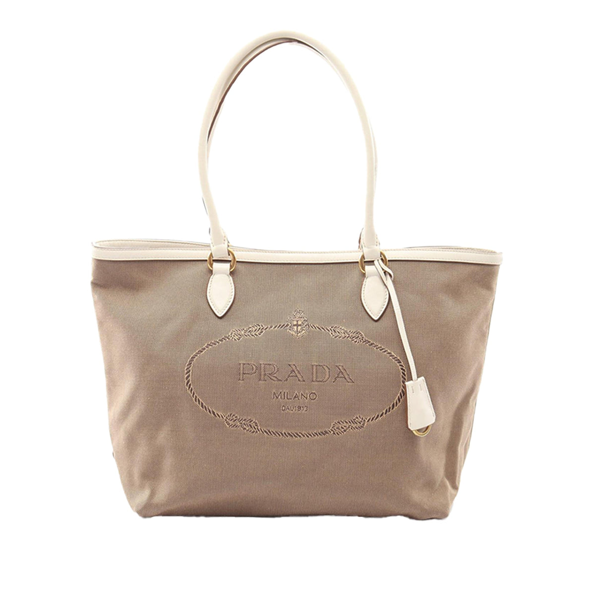 Prada Canvas Canapa Logo Tote — Beige