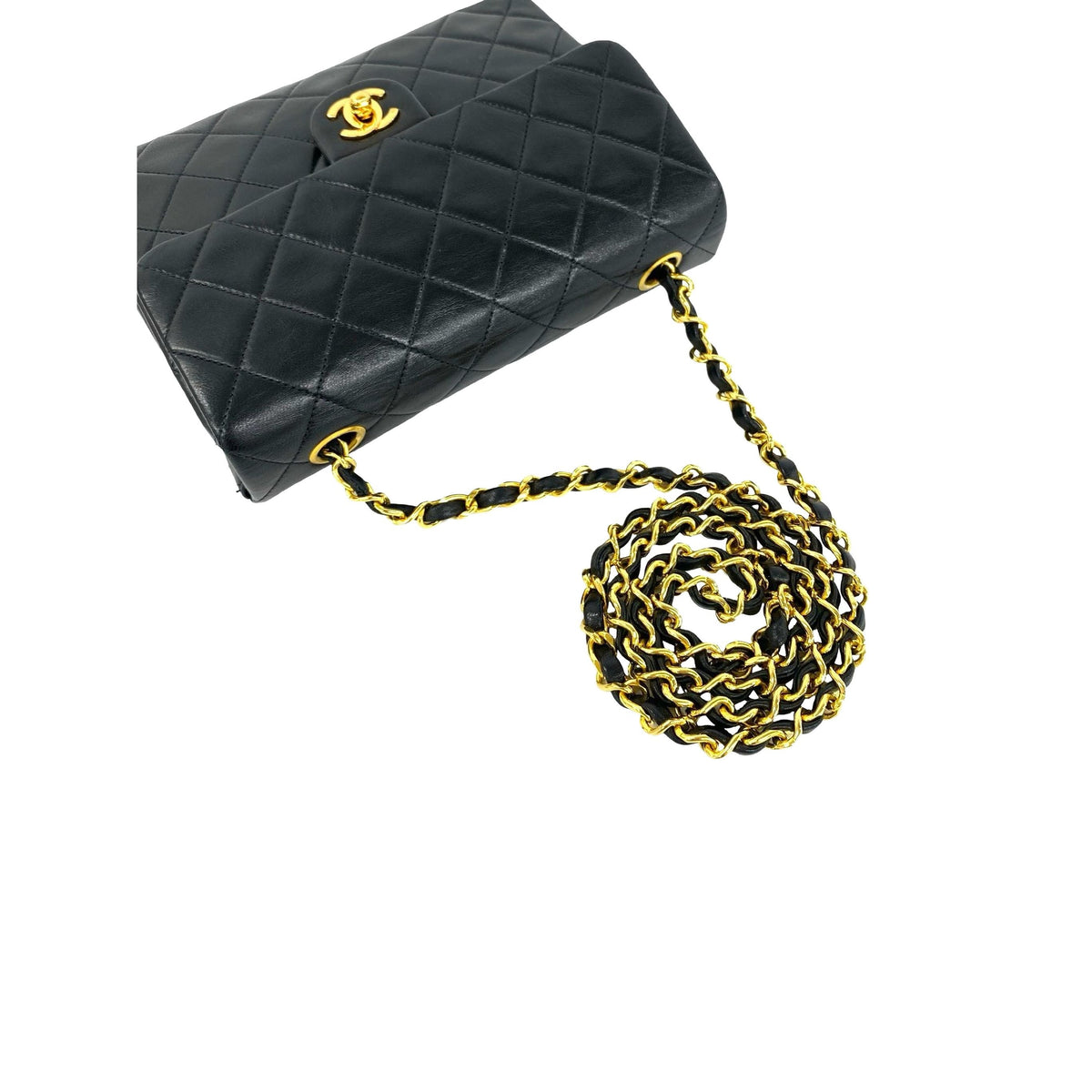 Chanel Square Quilted Lambskin Flap — Black