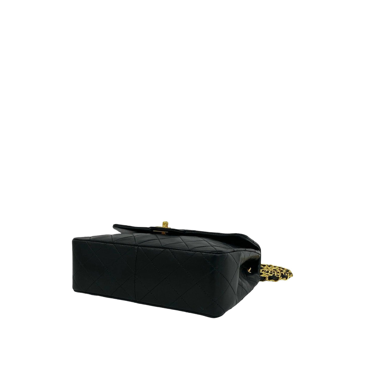 Chanel Square Quilted Lambskin Flap — Black