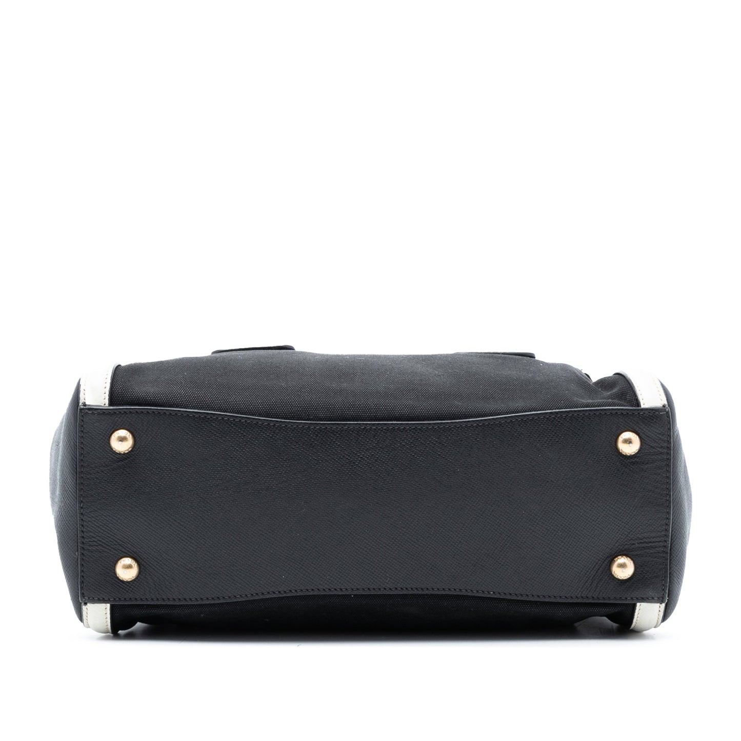 Prada Bicolor Saffiano Cuir Trimmed Canvas Satchel