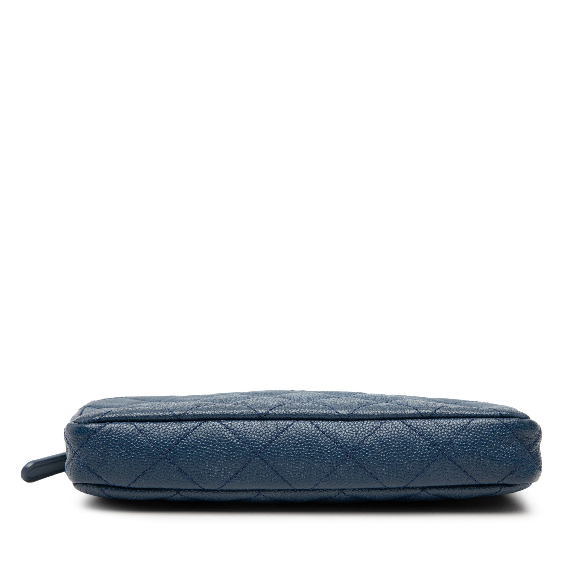 Chanel CC Quilted Caviar Double Zip Clutch With Chain
