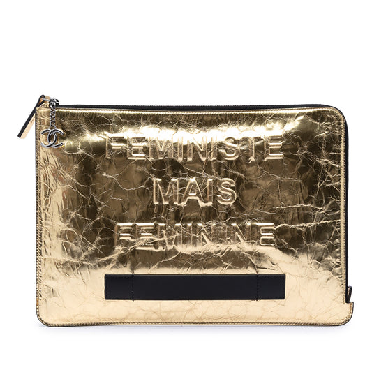 Chanel Metallic Crinkled Calfskin Feministe Mais Feminine Pouch