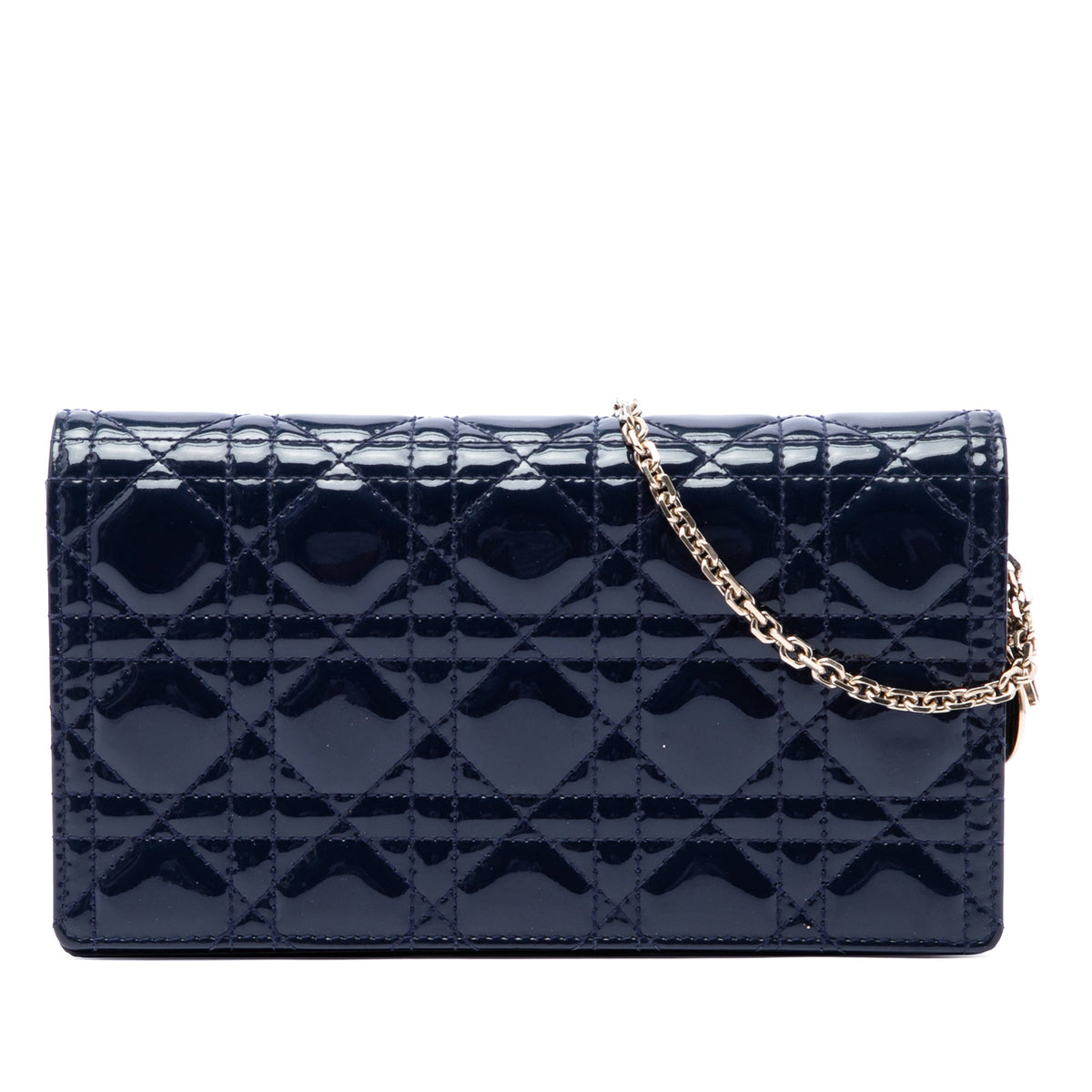 Dior Patent Cannage Lady Dior Pouch with Chain