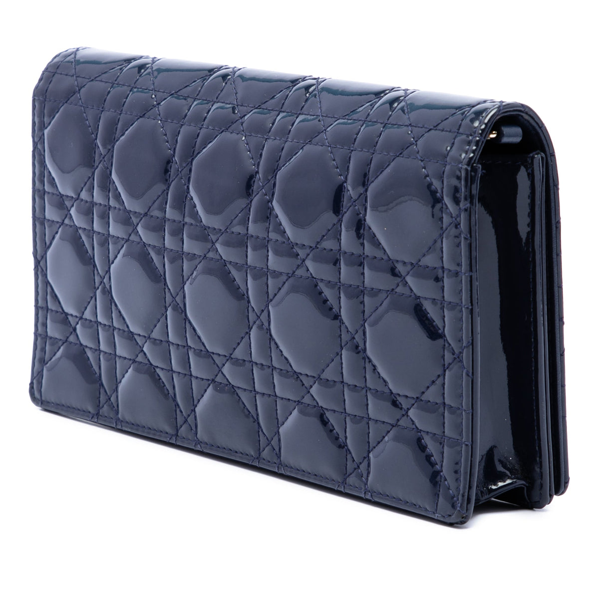 Dior Patent Cannage Lady Dior Pouch with Chain