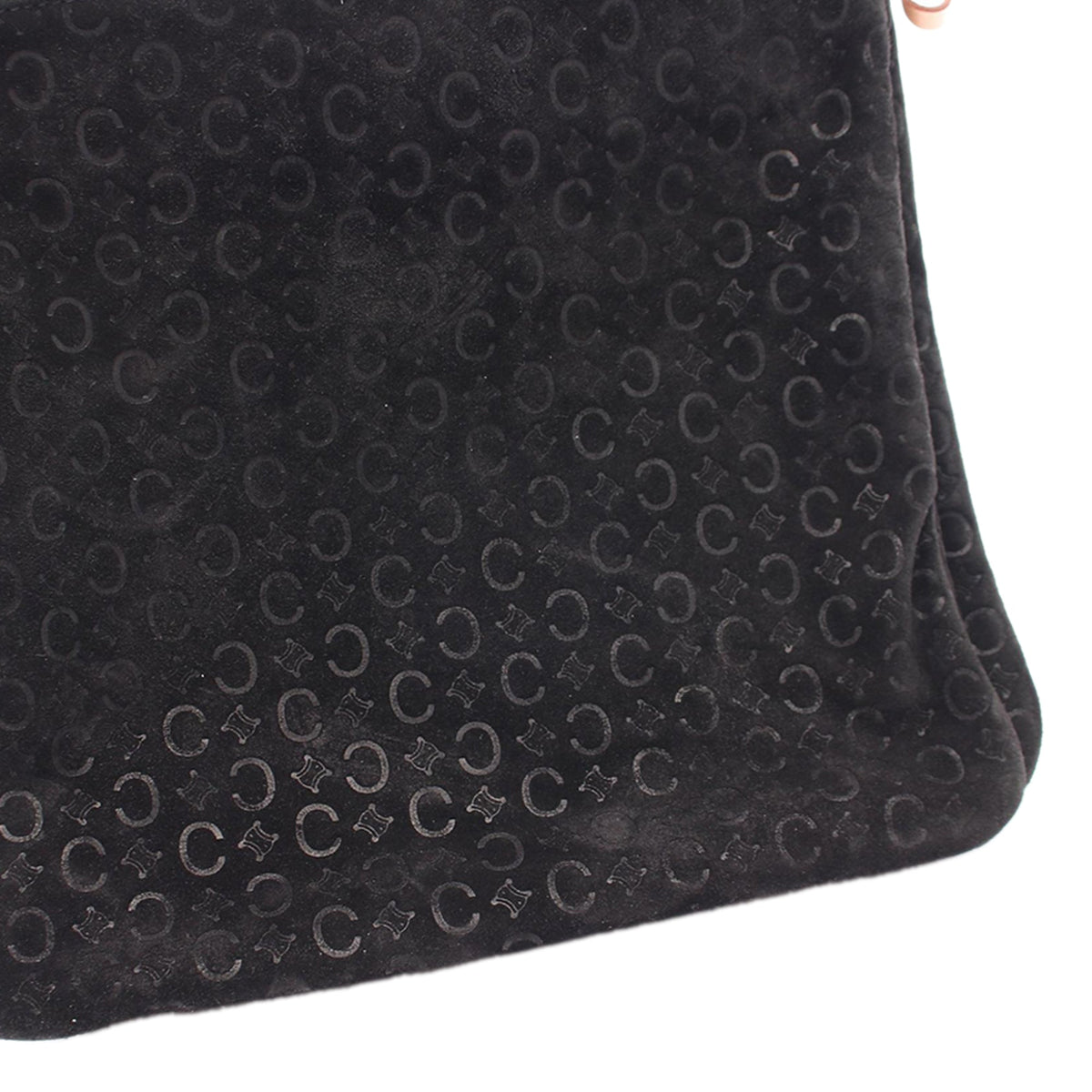 Celine C Macadam Suede Shoulder Bag — Black