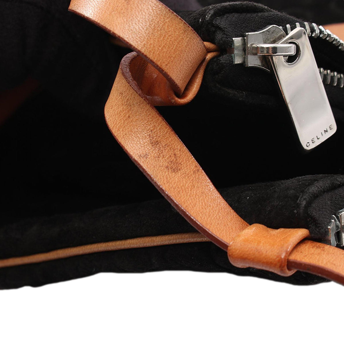 Celine C Macadam Suede Shoulder Bag — Black