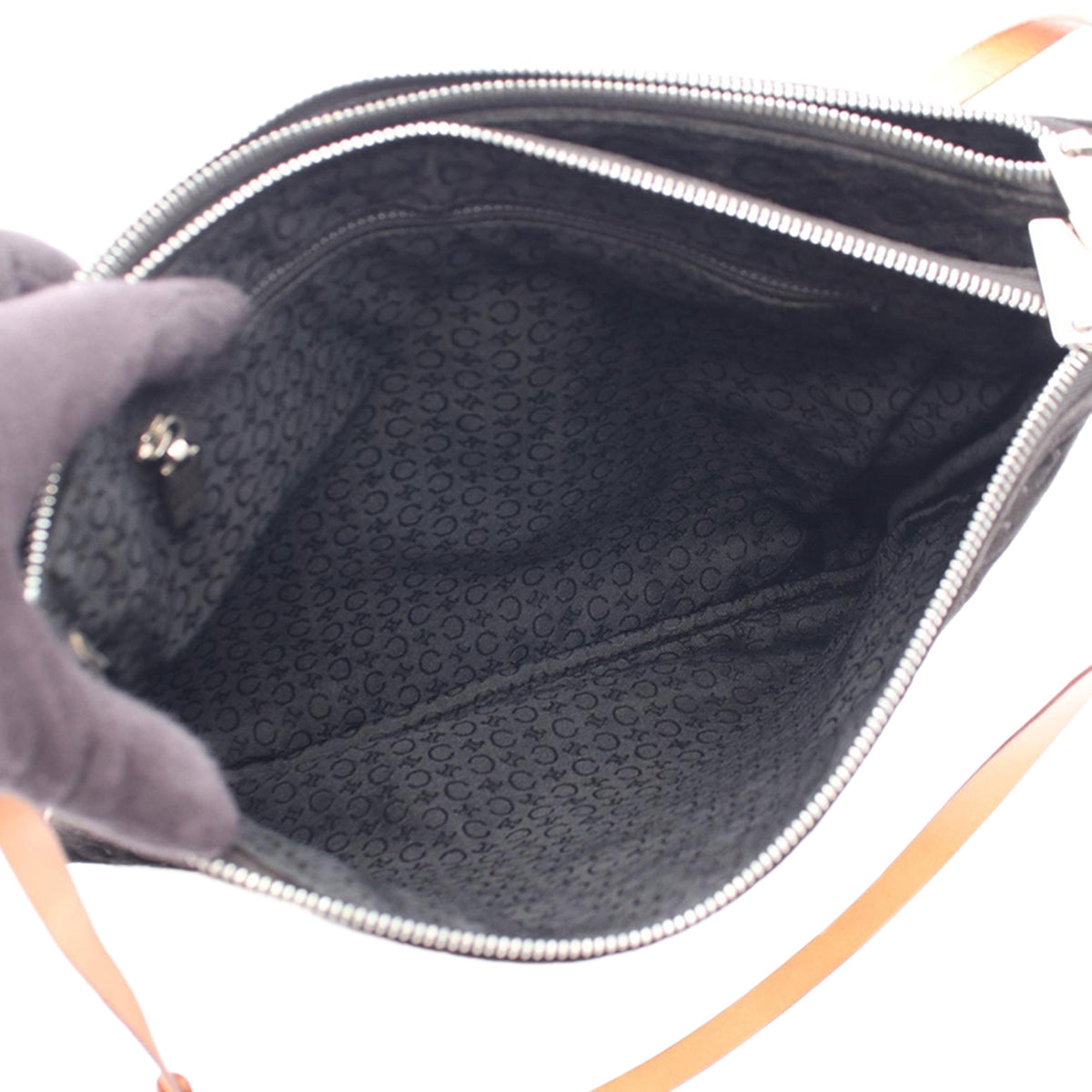 Celine C Macadam Suede Shoulder Bag — Black