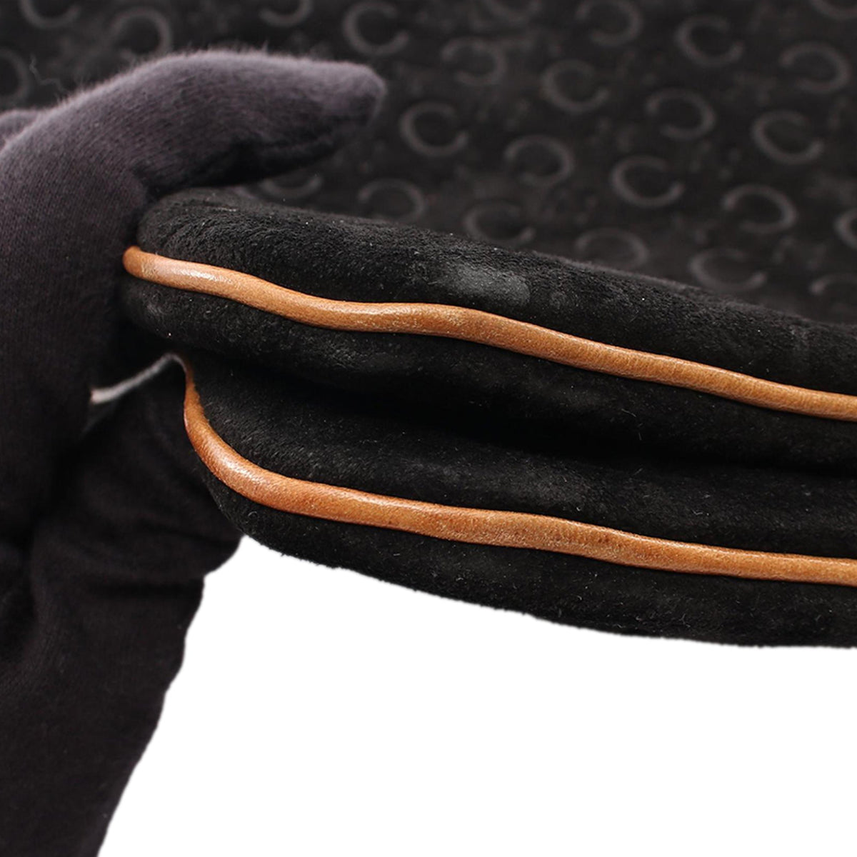 Celine C Macadam Suede Shoulder Bag — Black