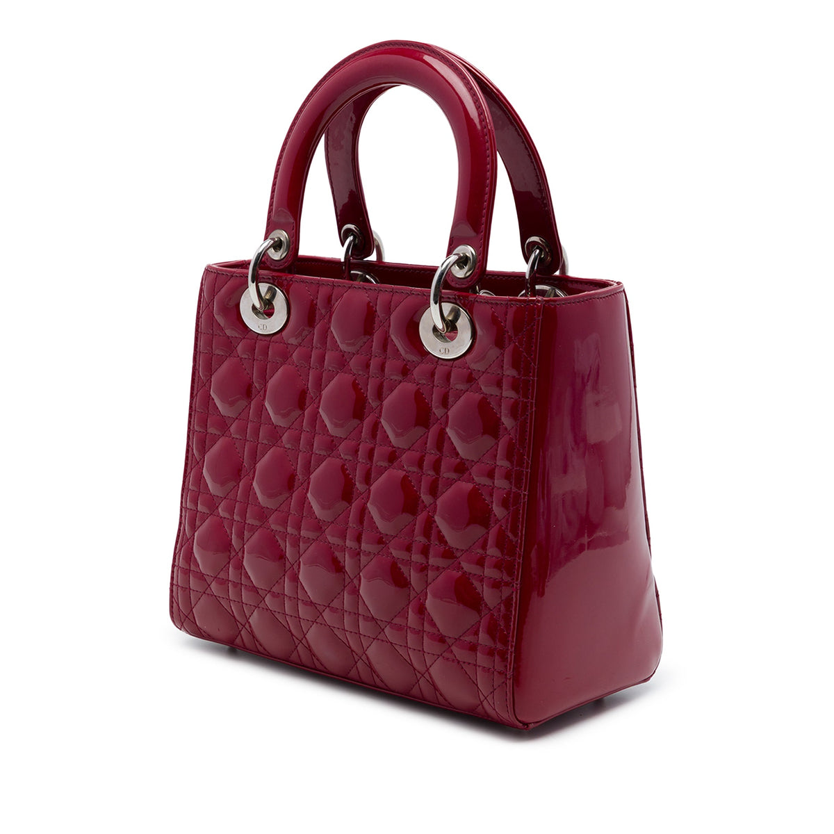 Dior Medium Patent Cannage Lady Dior — Red