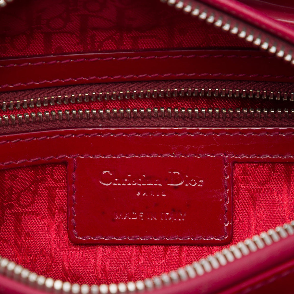 Dior Medium Patent Cannage Lady Dior — Red