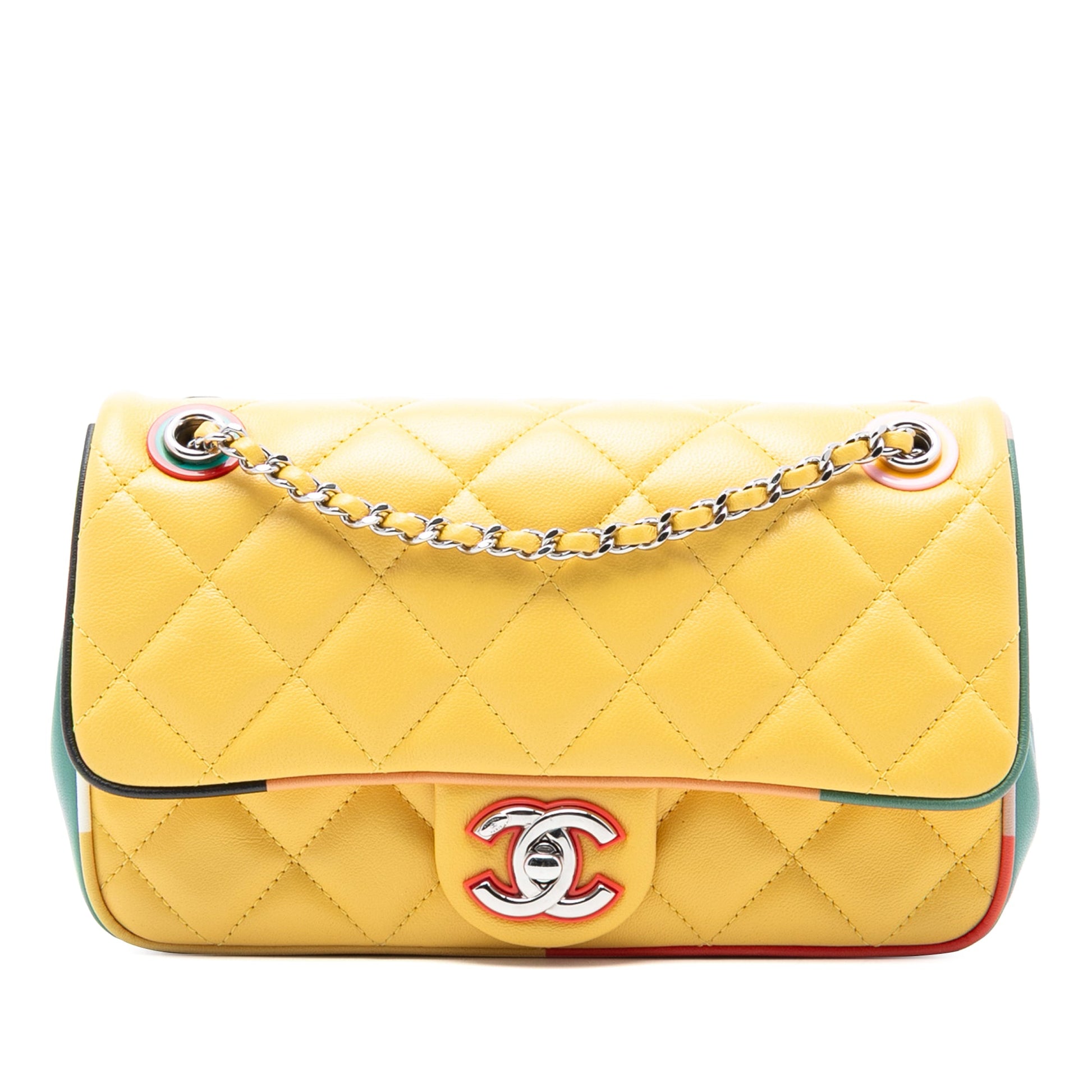 Chanel Small CC Quilted Multicolor Lambskin Acrylic Cuba Flap