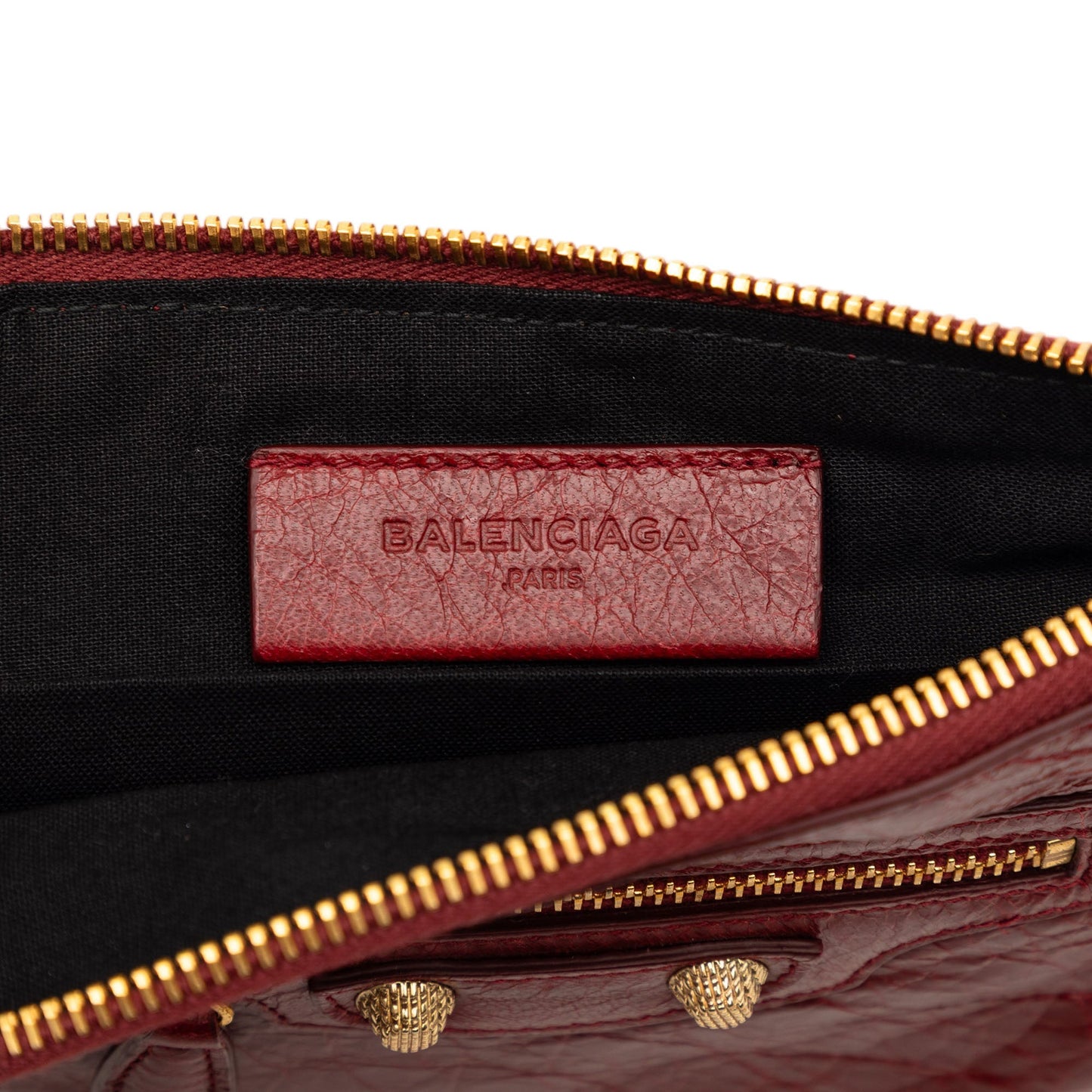Balenciaga Lambskin Motocross Giant 12 Zip Around Flat Clutch