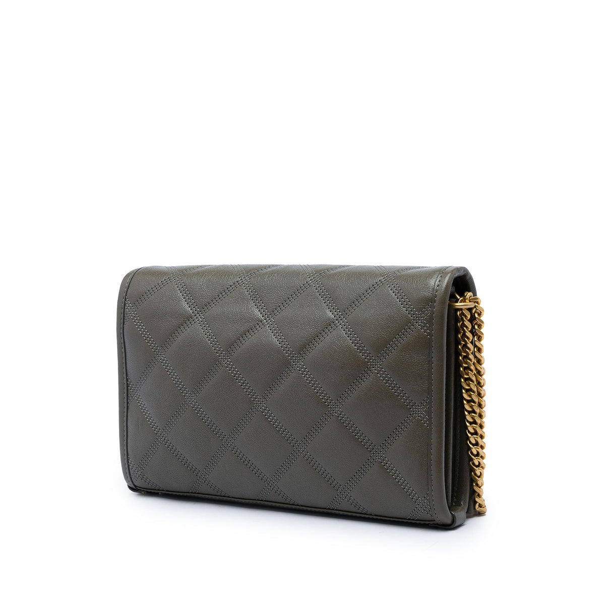Saint Laurent Lambskin Becky Wallet on Chain — Brown