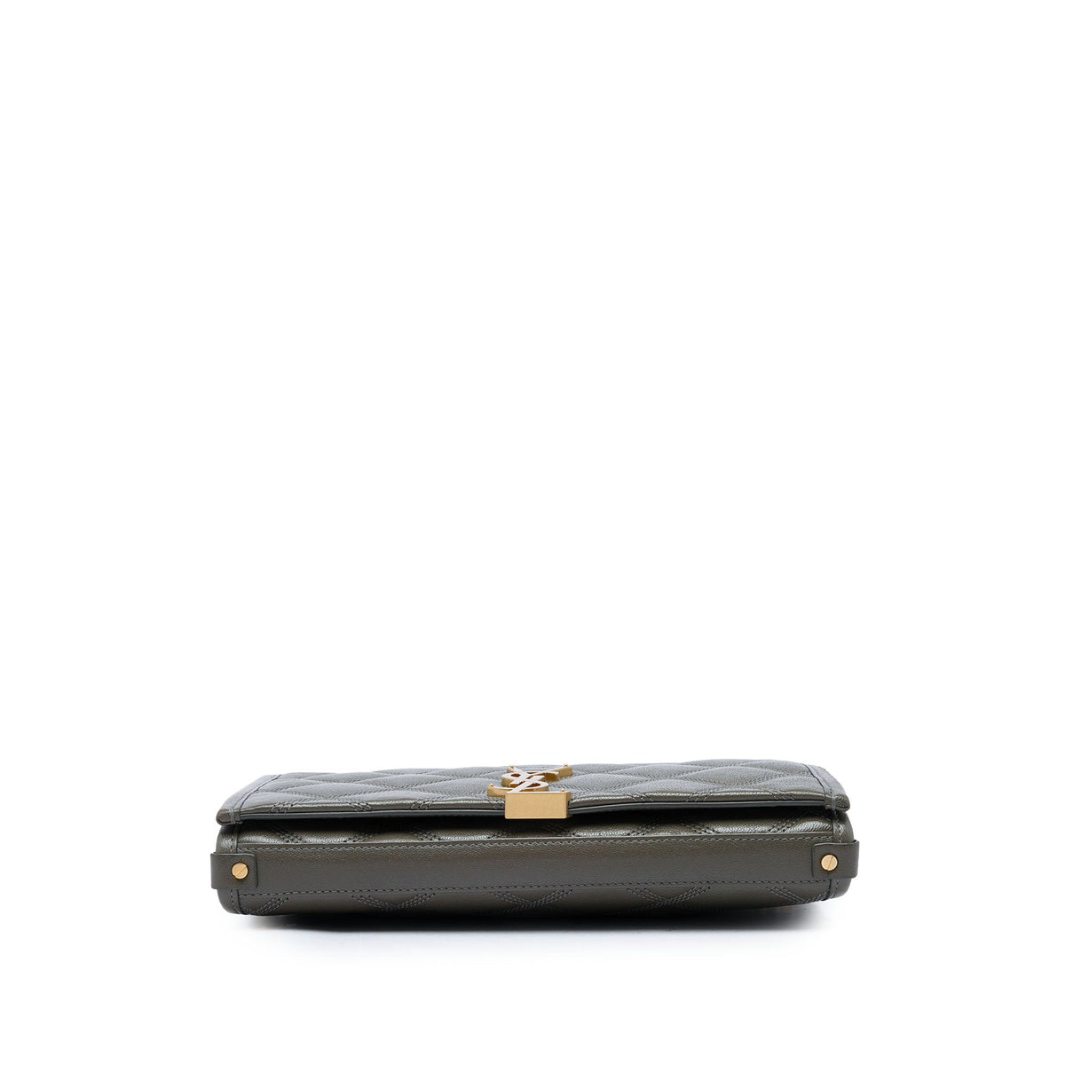 Saint Laurent Lambskin Becky Wallet on Chain — Brown