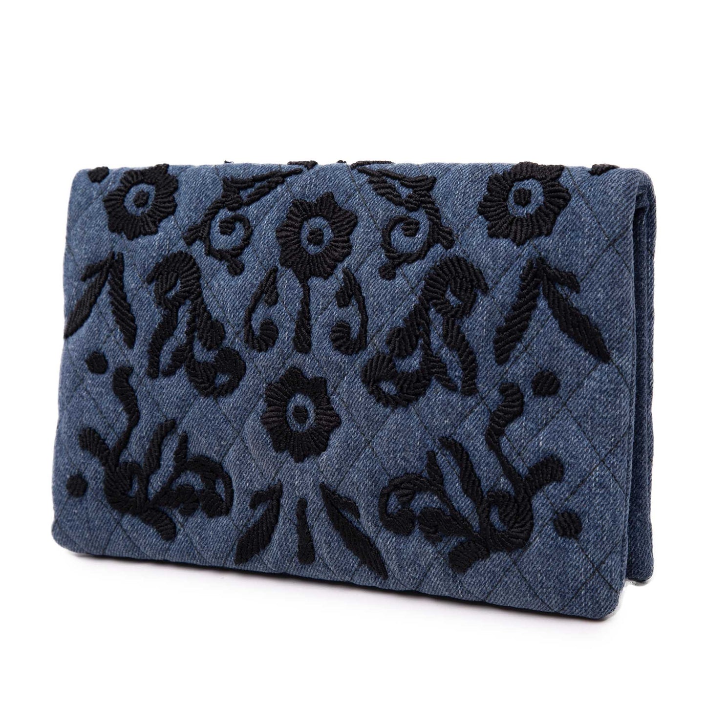 Prada Embroidered Denim Impunto Clutch