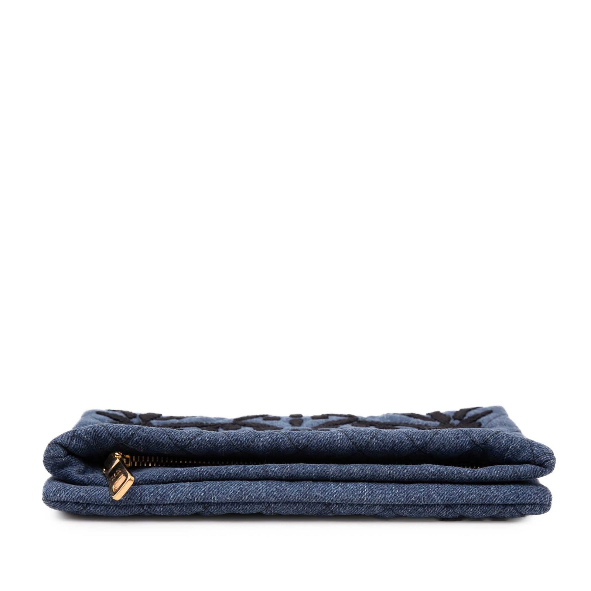 Prada Embroidered Denim Impunto Clutch