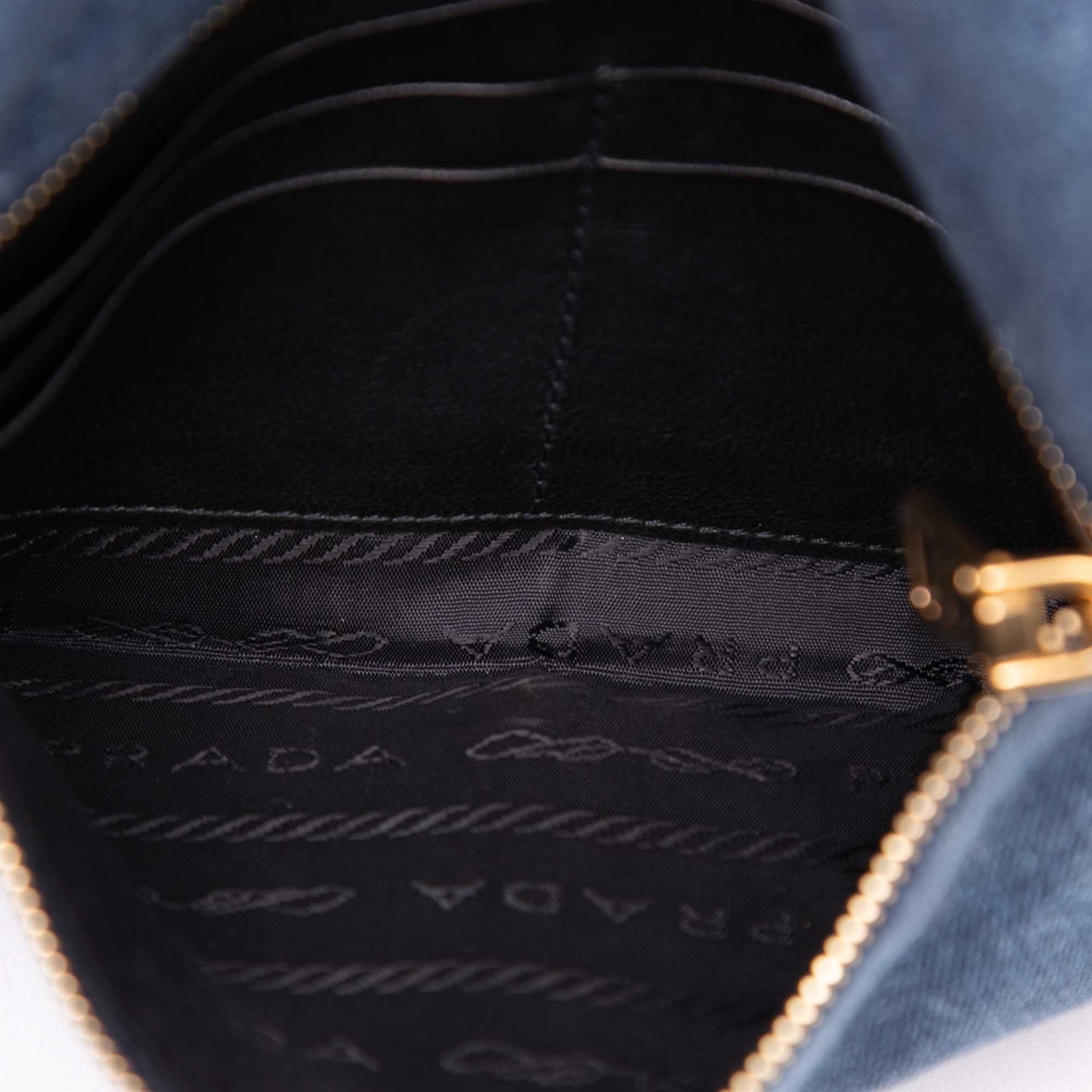 Prada Embroidered Denim Impunto Clutch