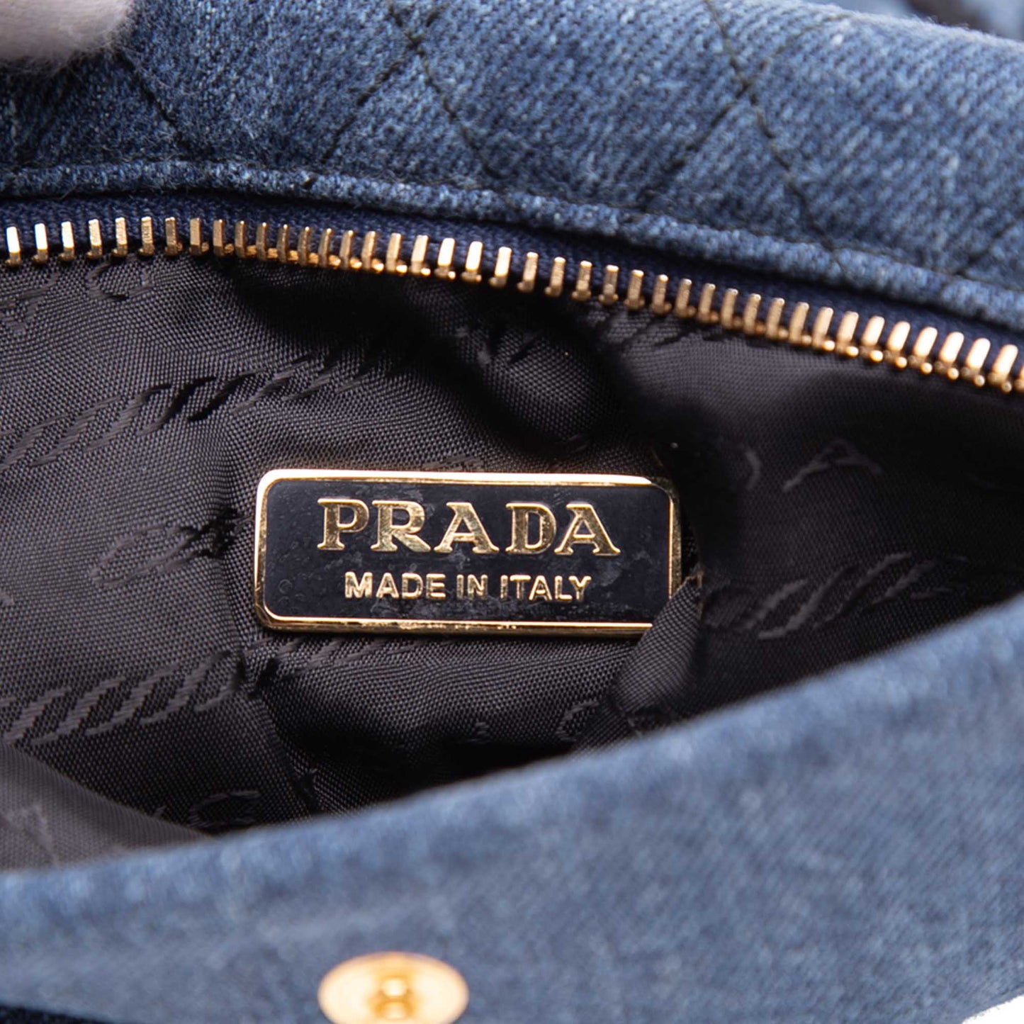 Prada Embroidered Denim Impunto Clutch