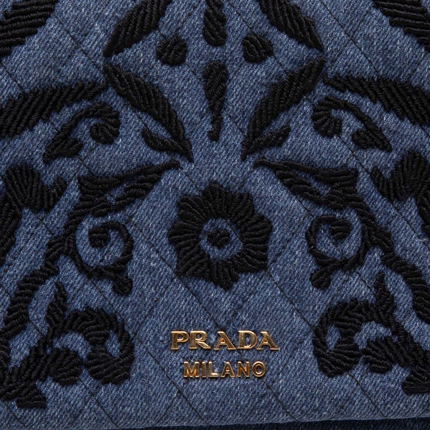 Prada Embroidered Denim Impunto Clutch