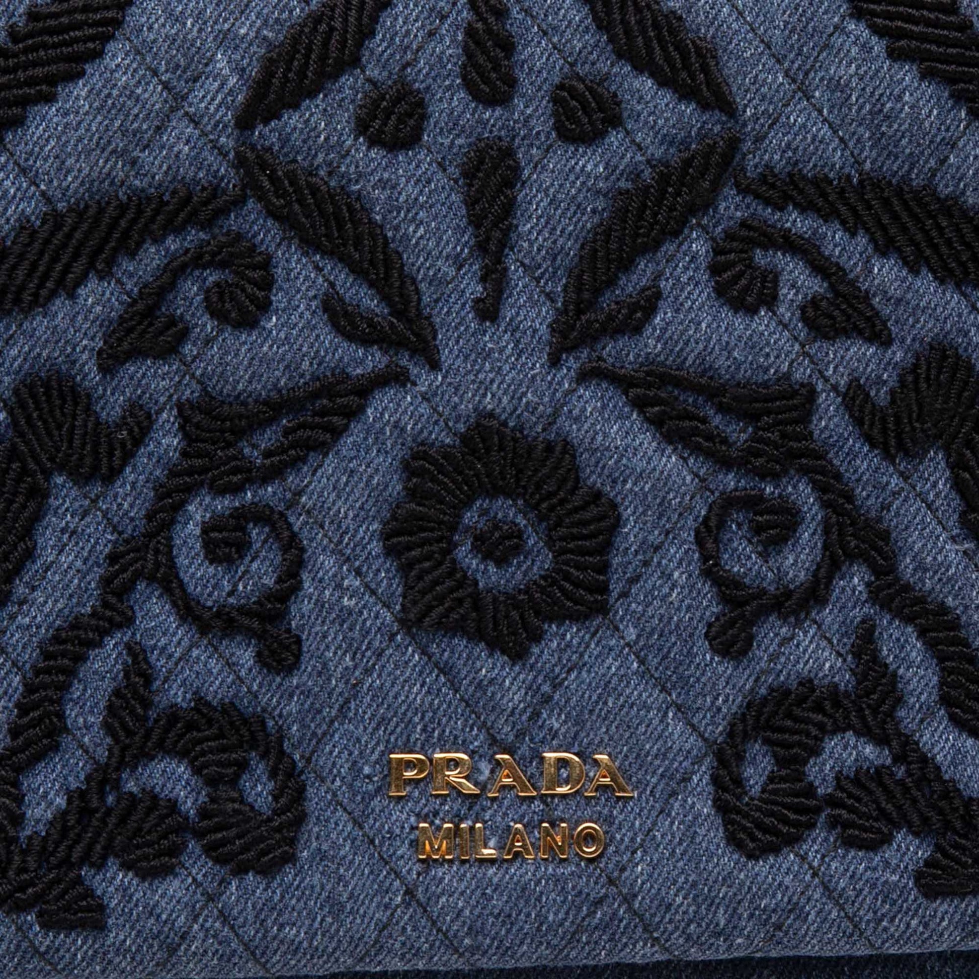 Prada Embroidered Denim Impunto Clutch