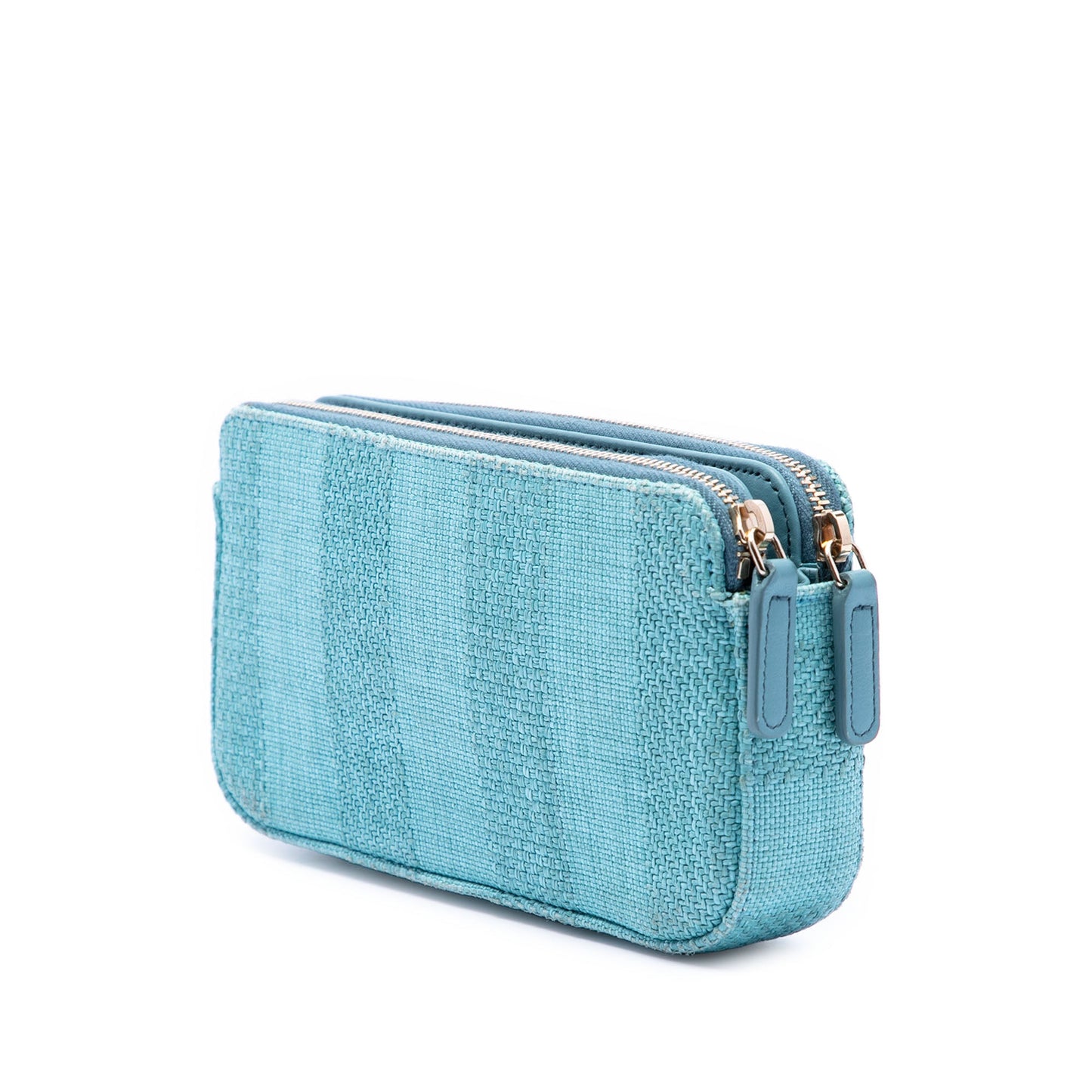 Chanel Raffia Deauville Double Zip Clutch with Chain