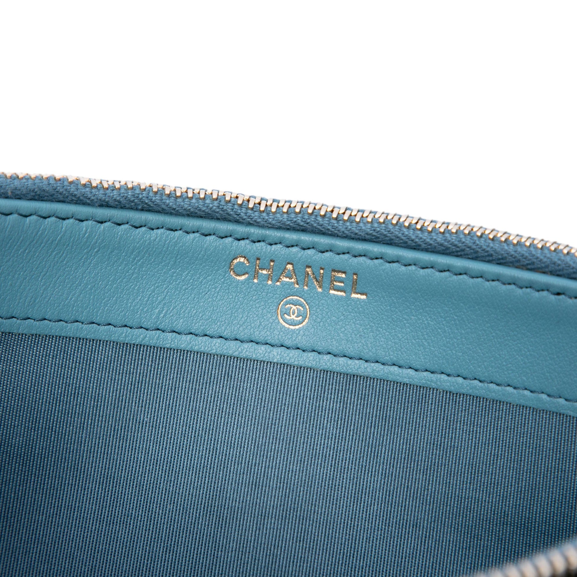 Chanel Raffia Deauville Double Zip Clutch with Chain