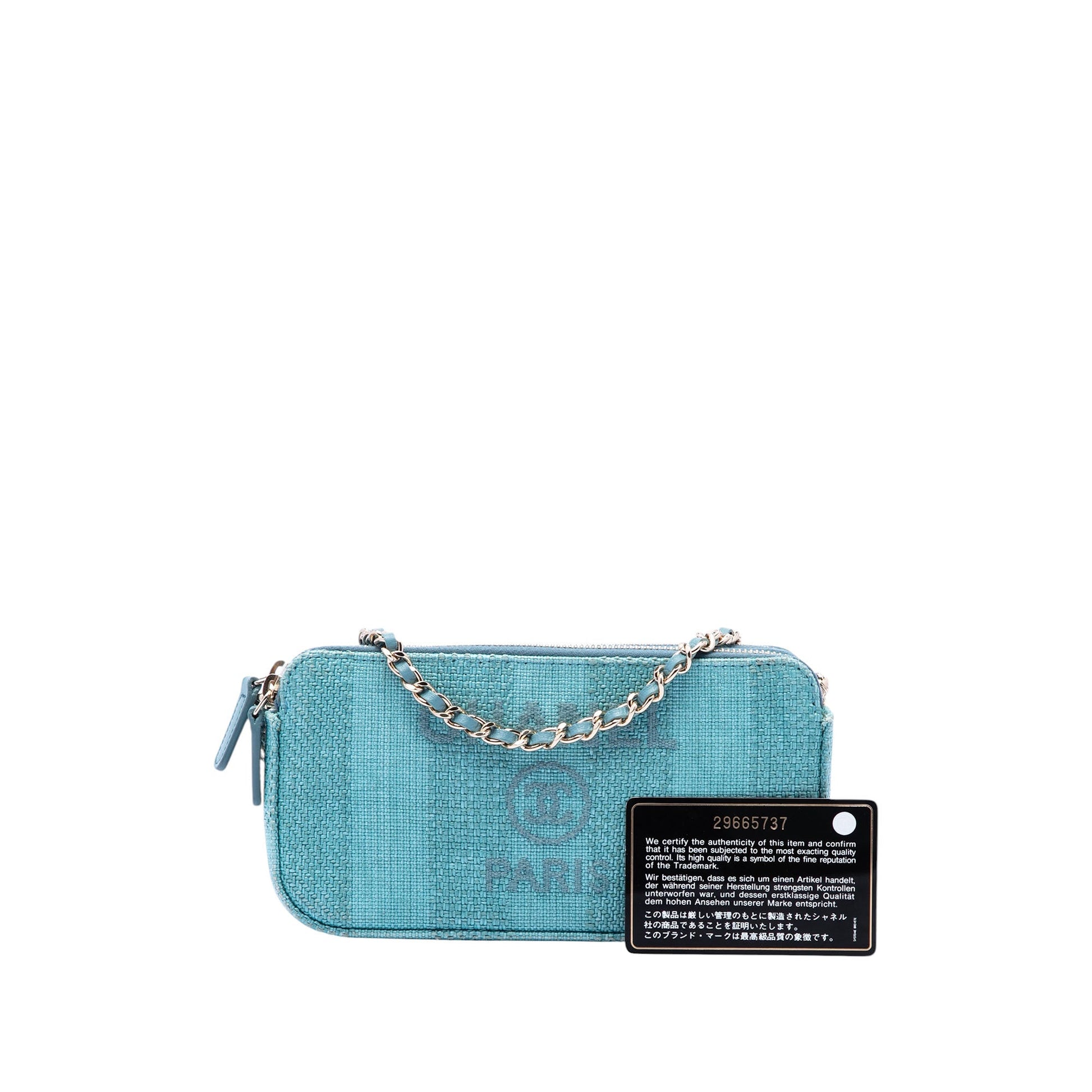 Chanel Raffia Deauville Double Zip Clutch with Chain