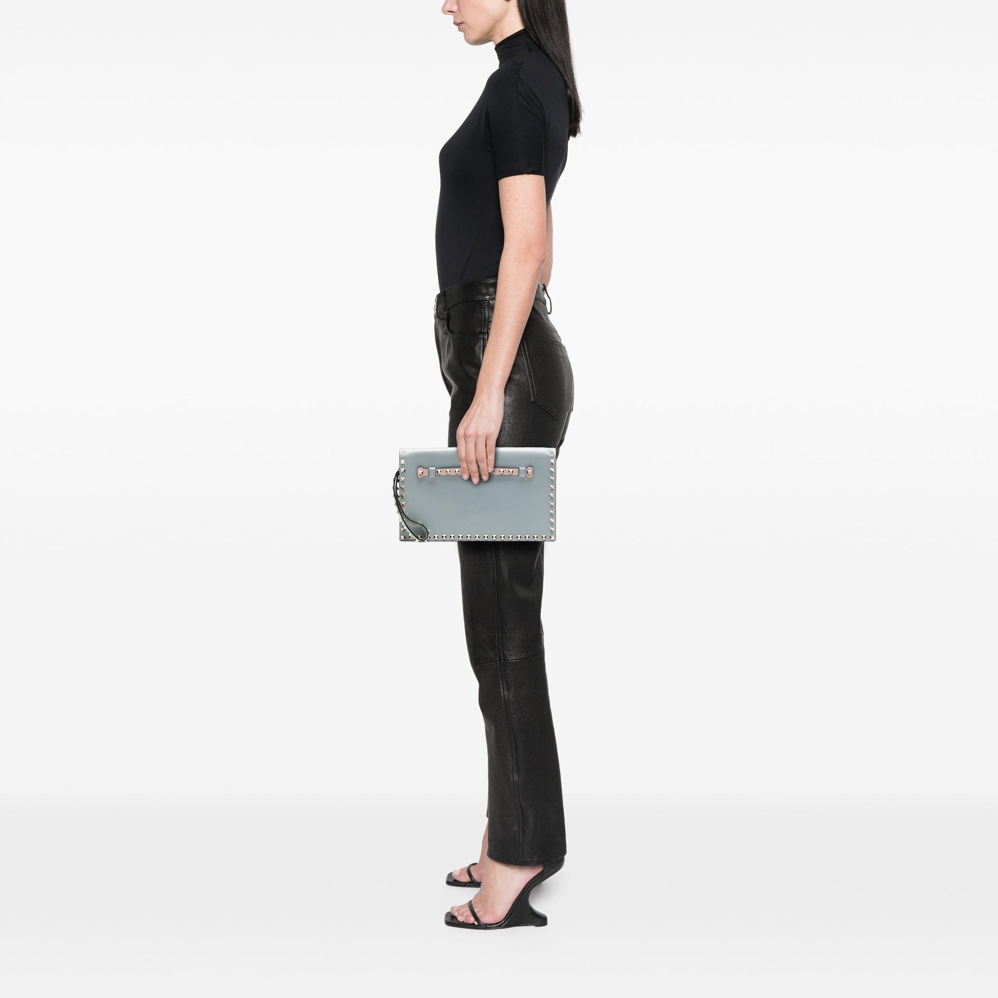 Valentino Tricolor Rockstud Wristlet Clutch
