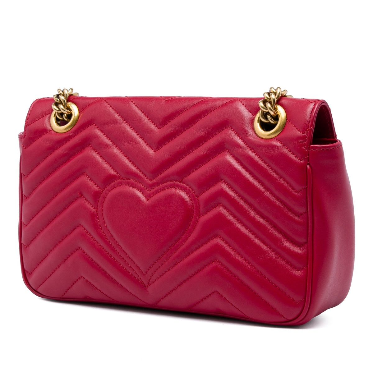 Gucci Medium GG Marmont Matelasse Calfskin Shoulder Bag — Red