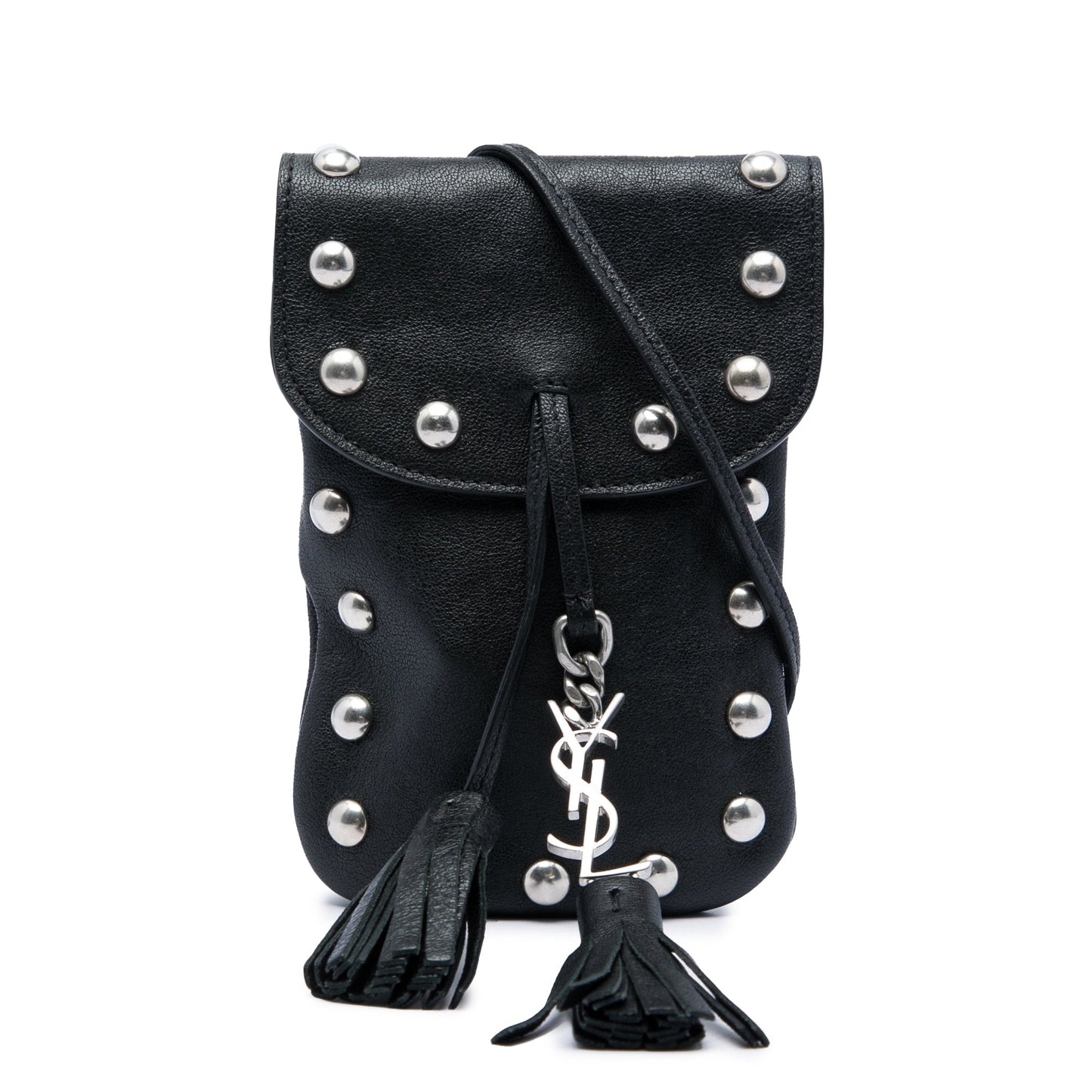 Saint Laurent Studded Leather Phone Pouch