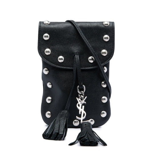 Saint Laurent Studded Leather Phone Pouch