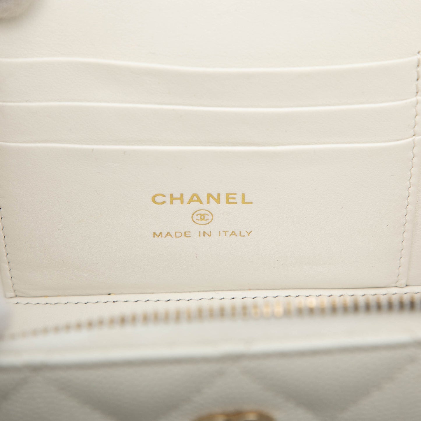 Chanel Small Quilted Caviar Vanity Case With Chain
