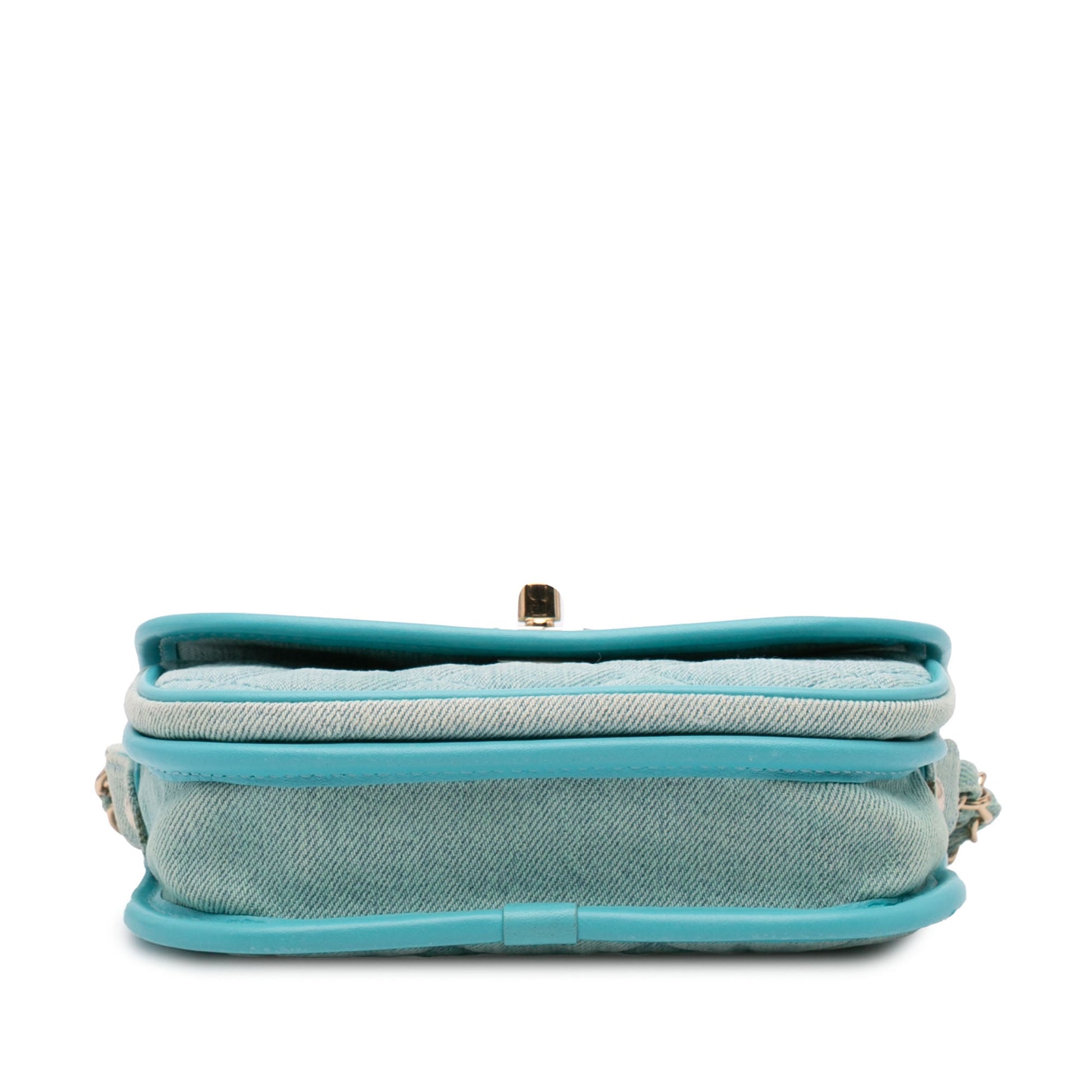 Mini CC Quilted Denim Messenger Flap