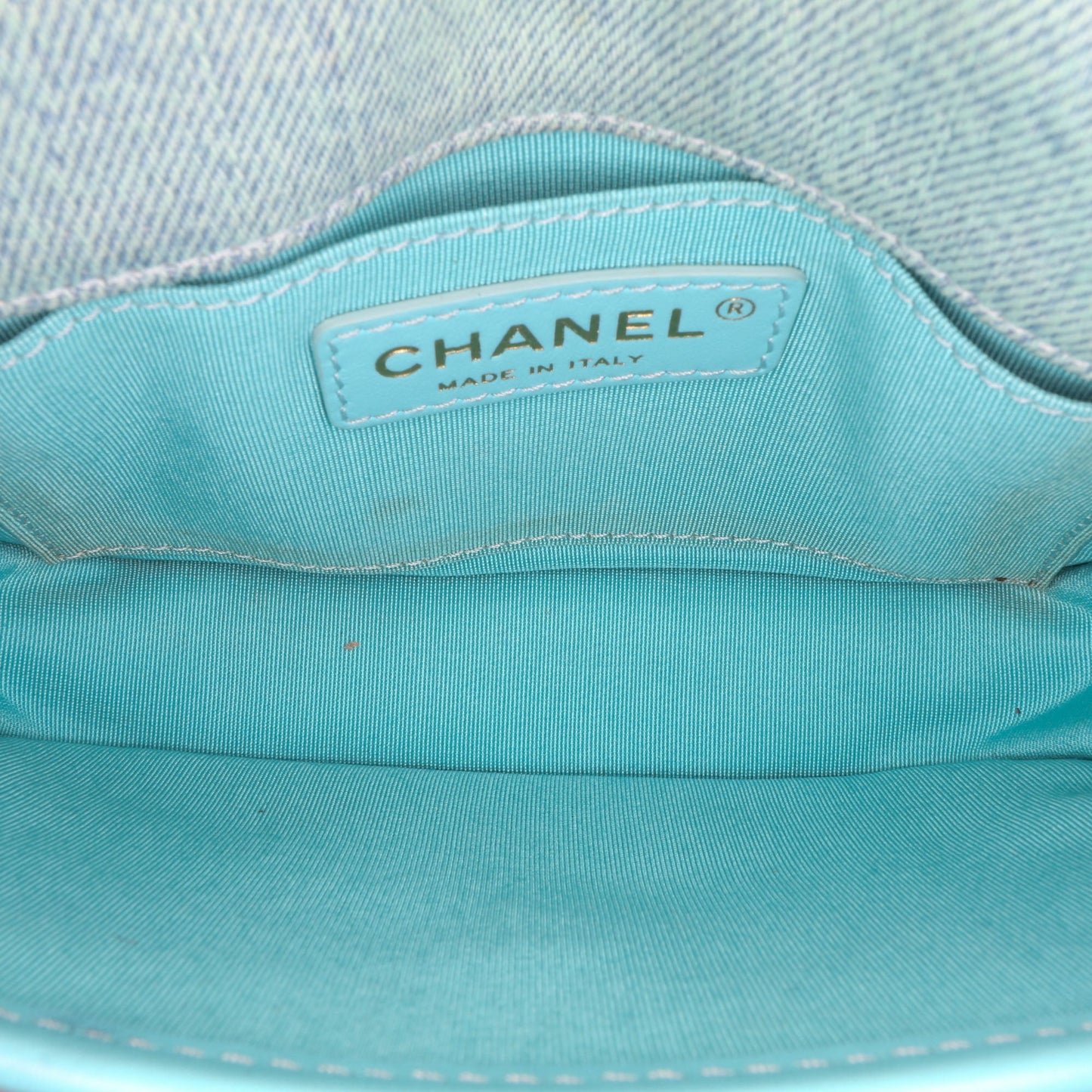 Mini CC Quilted Denim Messenger Flap