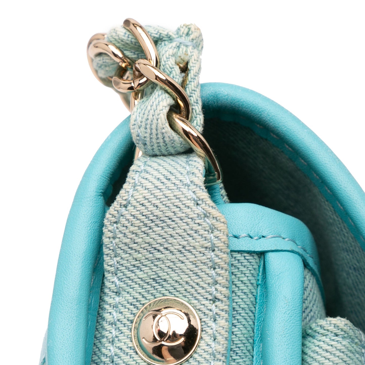 Mini CC Quilted Denim Messenger Flap