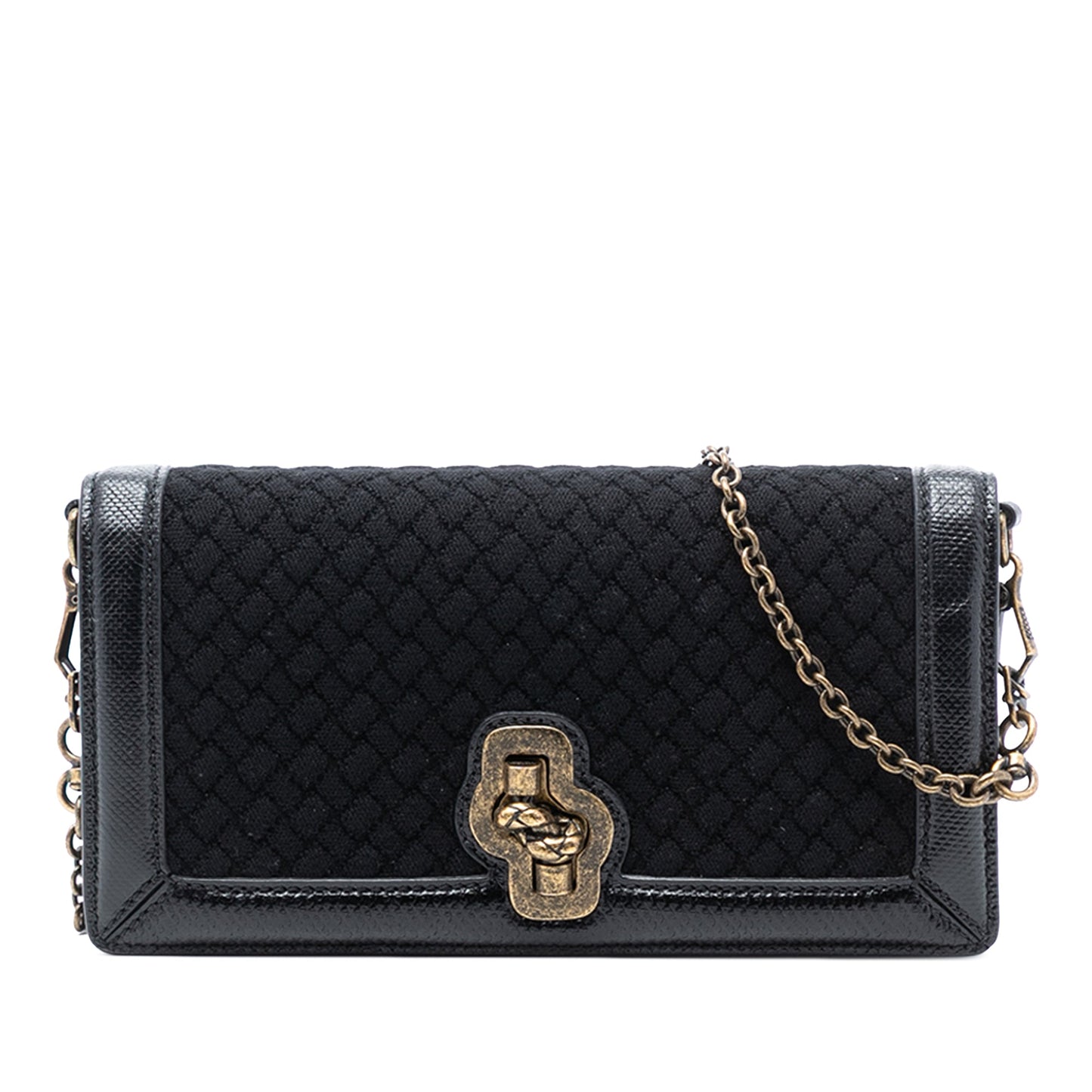 Bottega Veneta Karung Trimmed Knit Intrecciato Knot Clutch On Chain