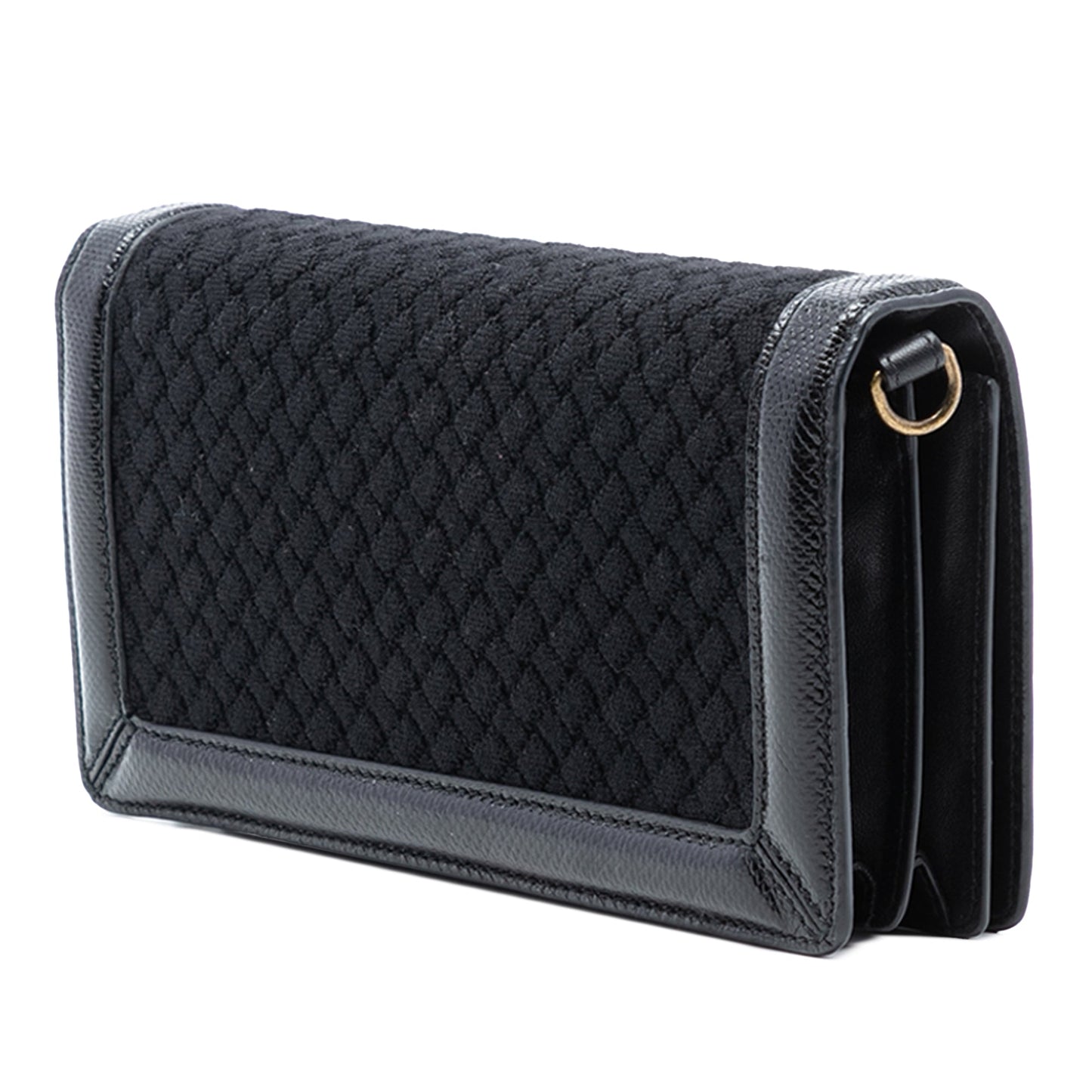 Bottega Veneta Karung Trimmed Knit Intrecciato Knot Clutch On Chain