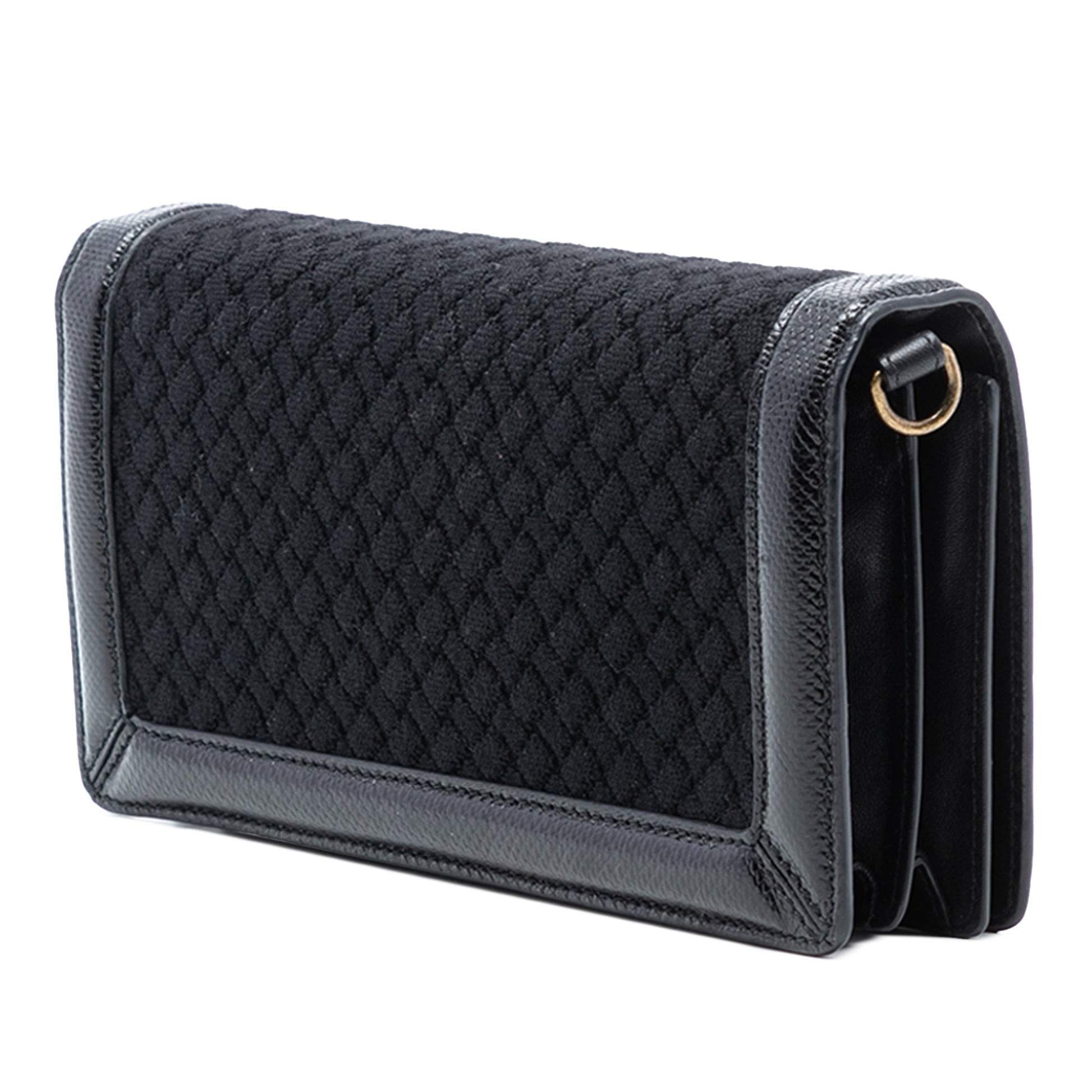Bottega Veneta Karung Trimmed Knit Intrecciato Knot Clutch On Chain