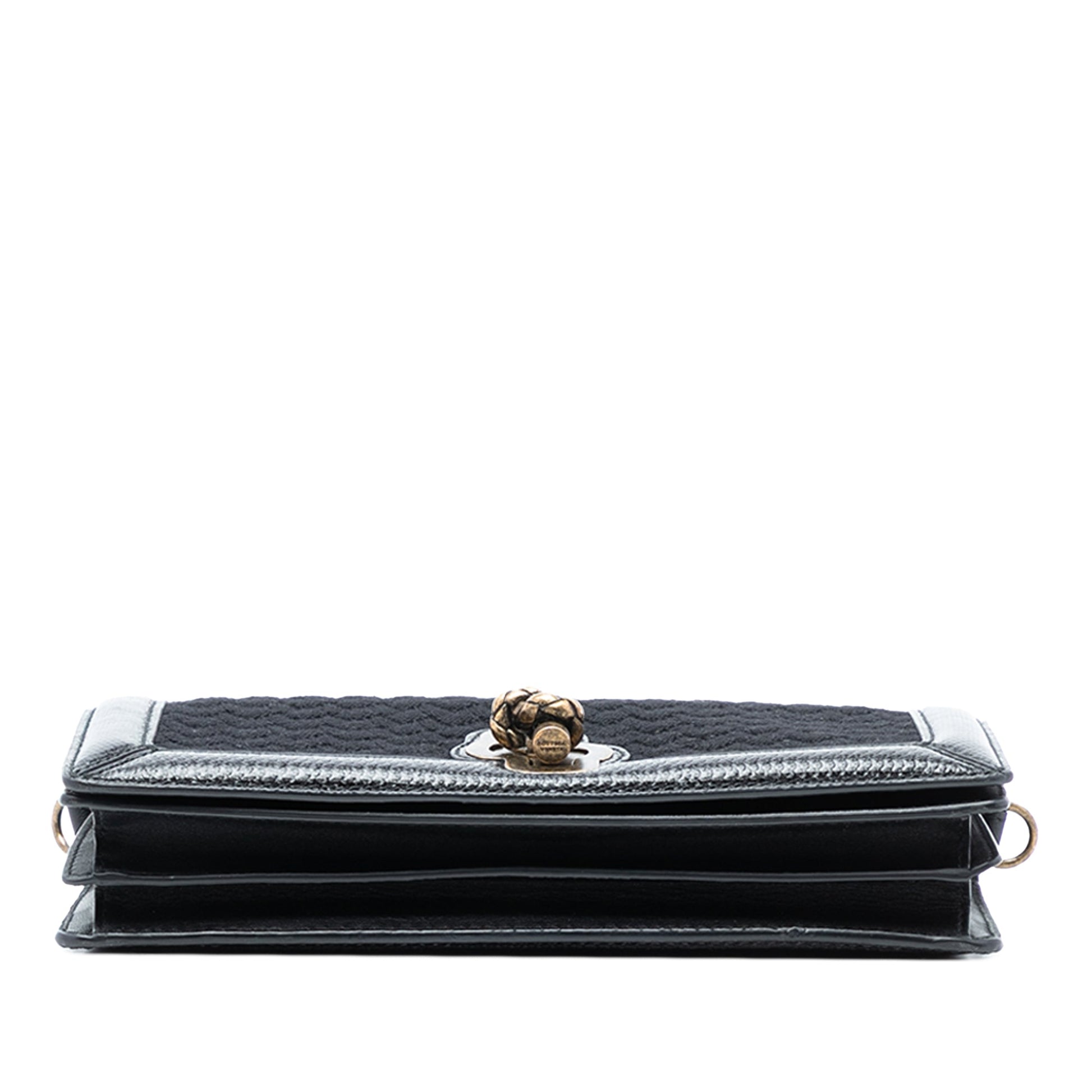 Bottega Veneta Karung Trimmed Knit Intrecciato Knot Clutch On Chain